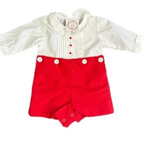 Sweet dreams boys 3 month red white shortall outfit new boutique